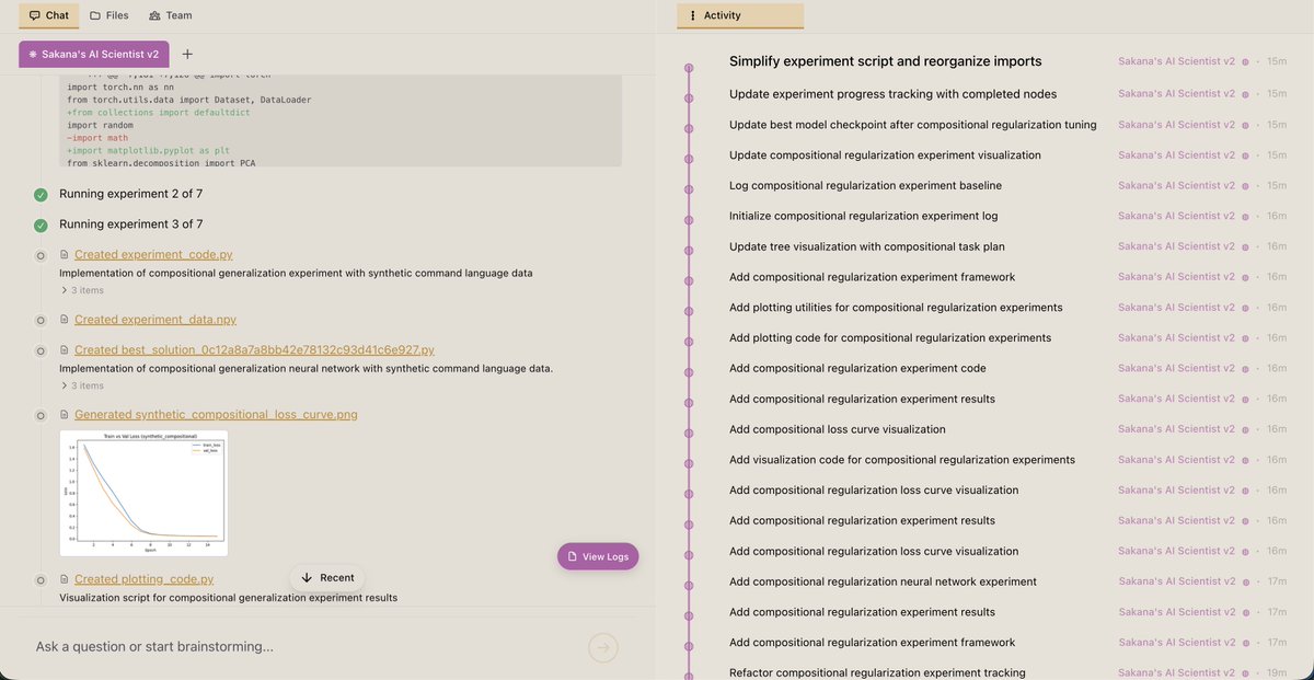 belindmo's tweet image. What if you could watch an AI Scientist think?

We built an interface to make @SakanaAILabs’s AI Scientist-v2's interpretable - so you can see every hypothesis, every failed experiment, every "aha" moment.

Here's what we learned 🧵
(1/8)