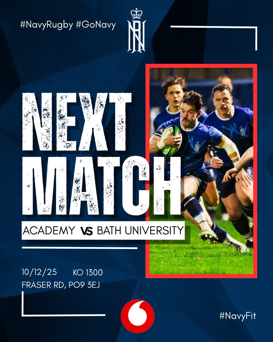 RNRugby's tweet photo. The Academy plays @uobathrugby for their final game of the 2025 @havantrugby.

The university side will be a hugely challenging fixture.

📅 Wed 10th
⏰ KO 1300
📍Fraser Road, PO9 3EJ

#GoNavy #NavyFit #Havant

📷 Keith Woodland https://t.co/TgSEgUBOmH
