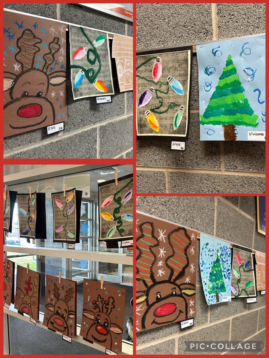The halls of Clearview are looking festive with holiday artwork! <a href="/clearprincipal/">Clearview Elementary</a> #HPSDawesome