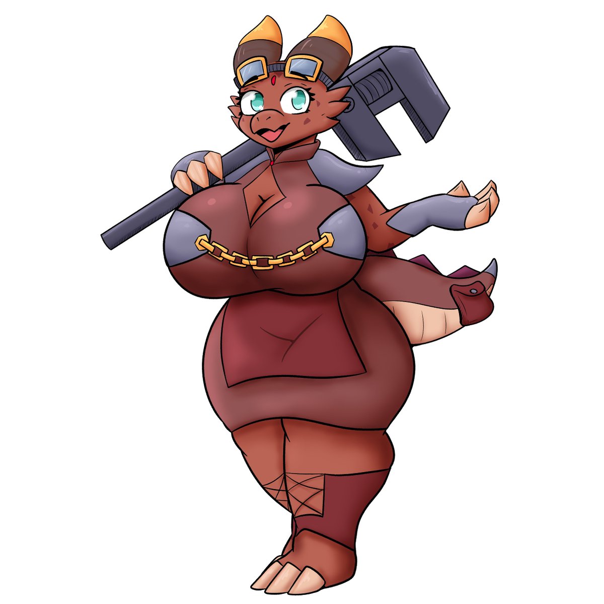QuickCast3's tweet image. Busty Kobold for @KiitaVT_NSFW
