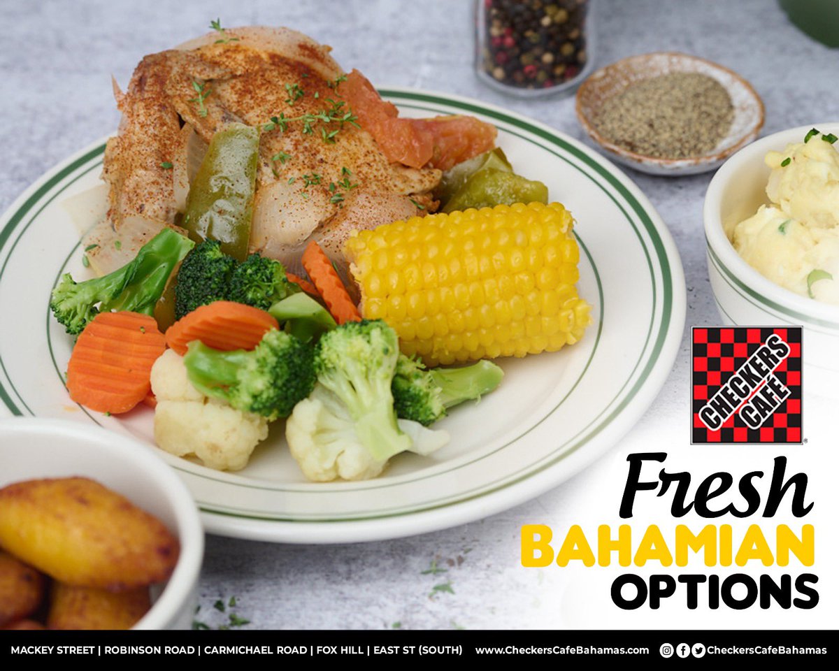 CheckersCafe242's tweet photo. Checkers is serving fresh Bahamian options for breakfast, lunch and dinner. Visit any of our 5 locations today!

#CheckersCafeBahamas https://t.co/aeIs9JZ7jA