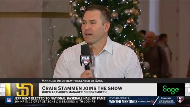 From being a relief pitcher for the @Padres to being named their newest manager, Craig Stammen is ready to get to work in 2026!
San Diego's skipper stopped by the desk at the #WinterMeetings to share his approach heading into his new role.
#MLBTonight + @SageUSAmerica