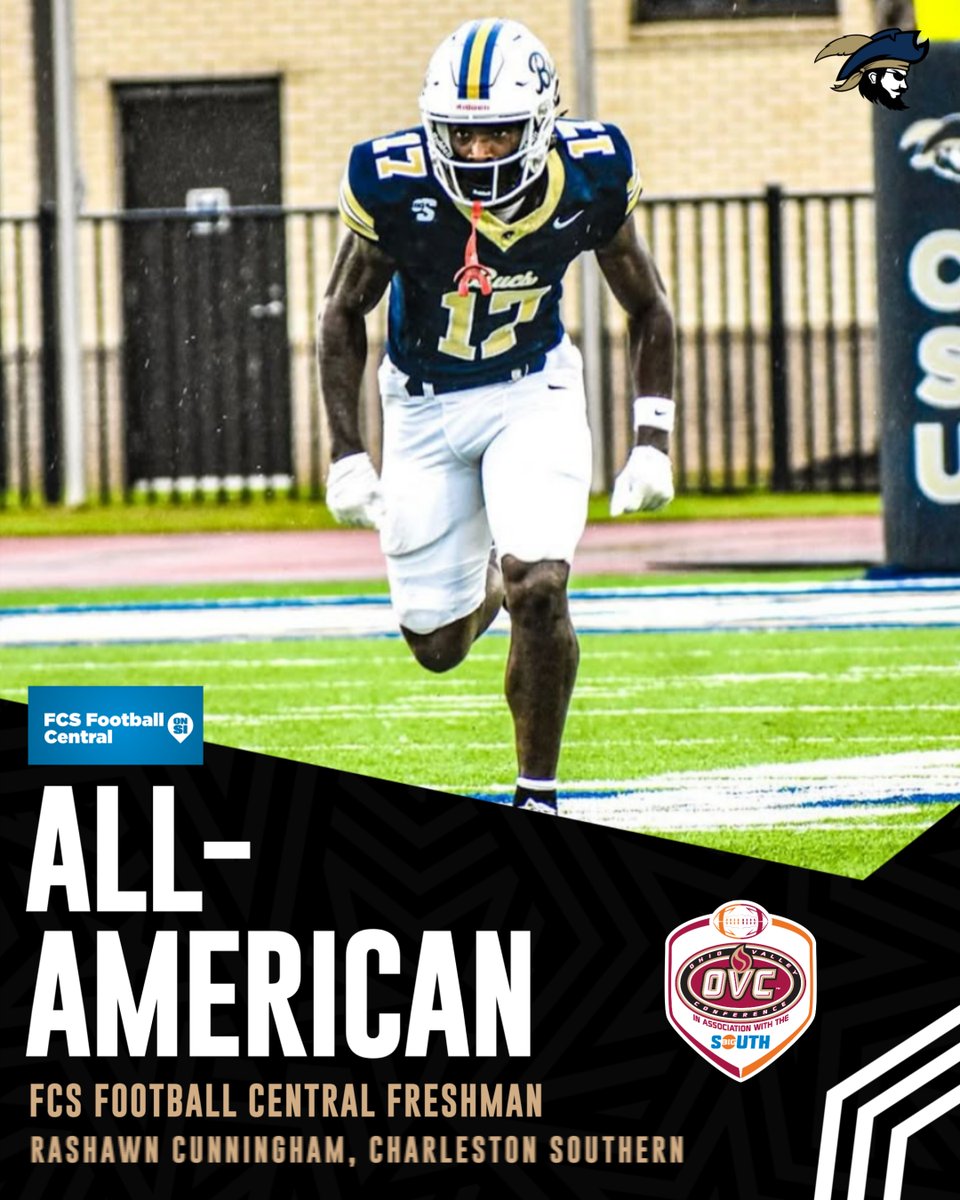.<a href="/CSU_FB/">Charleston Southern Football</a> WR Rashawn Cunningham (<a href="/RashawnC12/">Rashawn Cunningham ✞</a>) has been named a 𝗙𝗿𝗲𝘀𝗵𝗺𝗮𝗻 𝗔𝗹𝗹-𝗔𝗺𝗲𝗿𝗶𝗰𝗮𝗻 by <a href="/The__Bluebloods/">FCS Football Central</a>.

More: bit.ly/4aDtFdf

#BucStrong | #OVCBigSouthFB