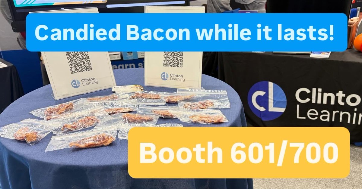 ClintonLearning's tweet image. We’re back at VSTE! Hands down @vste is one of our favorite conferences of the year 😊 We love sharing new #EdTech and hearing from educators about all of your new wins and challenges. Stop by Booth 601/700 to say Hi and pick up your CANDIED BACON while it lasts!