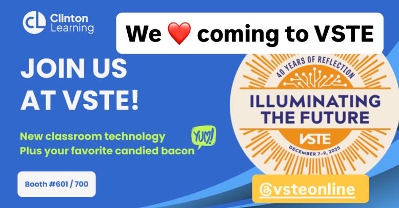 ClintonLearning's tweet image. We’re back at VSTE! Hands down @vste is one of our favorite conferences of the year 😊 We love sharing new #EdTech and hearing from educators about all of your new wins and challenges. Stop by Booth 601/700 to say Hi and pick up your CANDIED BACON while it lasts!
