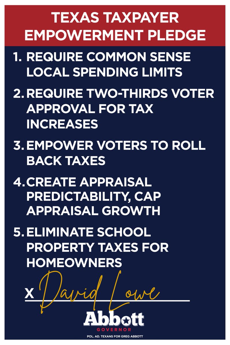 AbbottCampaign's tweet image. Thank you to @DavidLowe4Texas and @morgan4texas for your support to provide meaningful tax relief for everyday Texans. 

Together, we are making the future of Texas brighter.