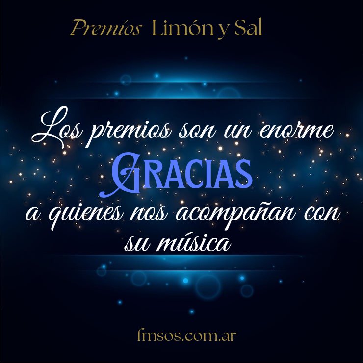 Hace años creamos los PREMIOS LIMÓN Y SAL 🍋 🧂 con la intención de dar las GRACIAS. 
Gracias por acompañarnos, por darnos música, por brindarnos vida. En honor a cada artista que ha pasado por nuestro programa estos más de 11 años.