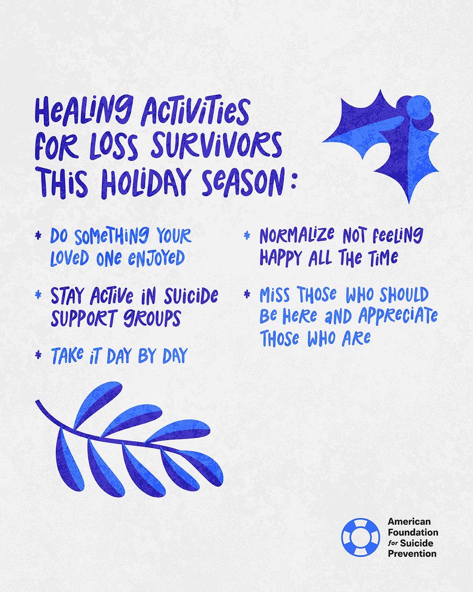 "The holiday season can be especially difficult for loss survivors, underscoring the importance of activities that promote healing. 💙

What has supported your healing and growth in your grief journey?"