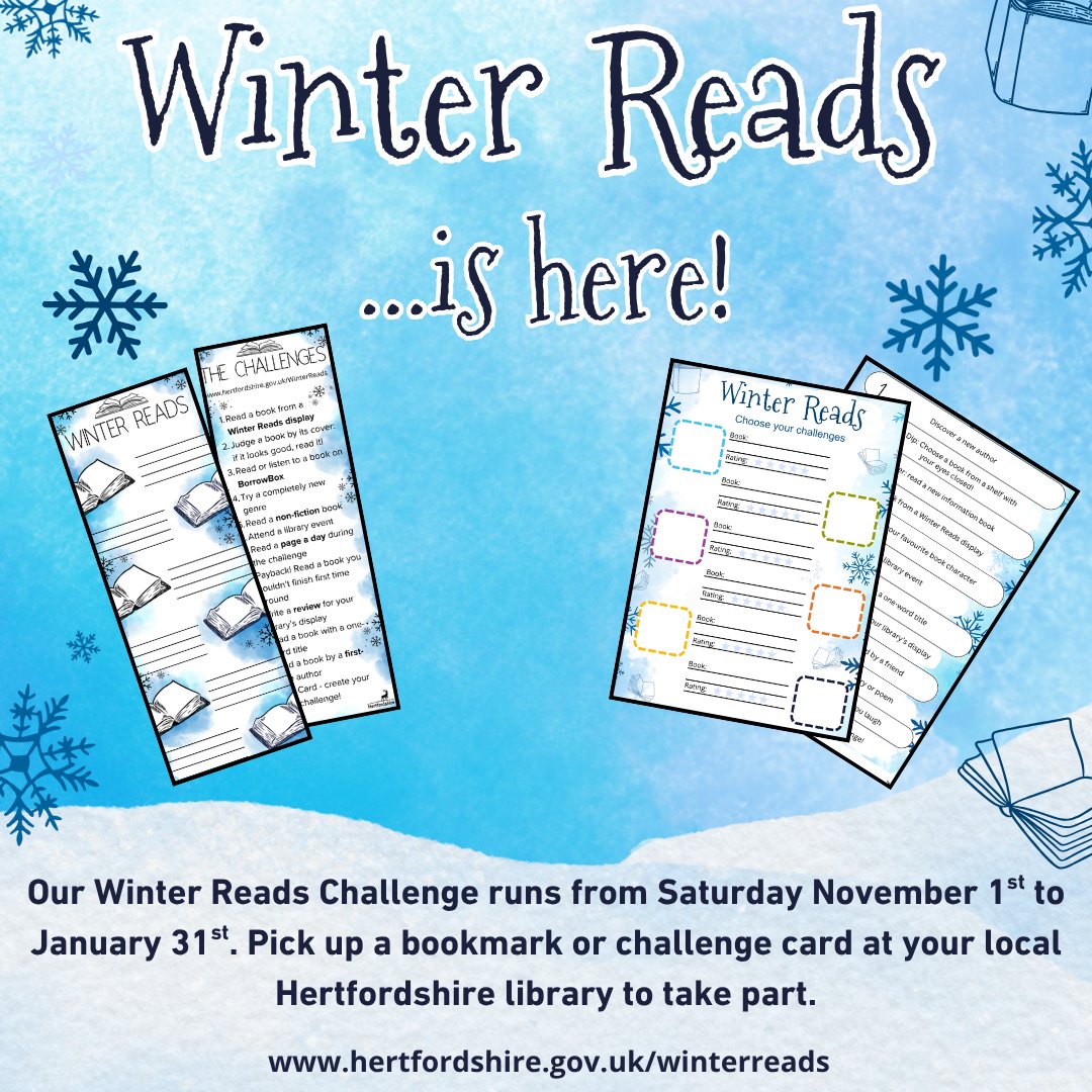 KnebCommLibrary's tweet image. Winter Reads is running at Knebworth Community Library so why not join in the challenges 
Ask a volunteer for the challenges &amp;amp; don&apos;t forget to collect a sticker for each challenge completed.

#WinterReads #HertsLibraries #KnebworthCommunityLibrary