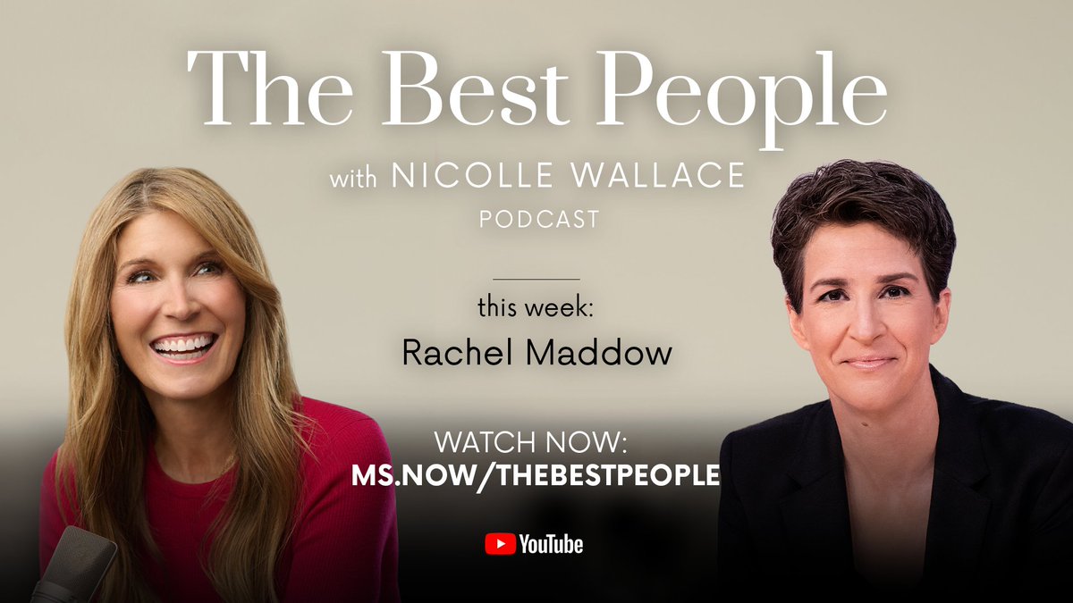 NEW: In the latest episode of “The Best People,” <a href="/NicolleDWallace/">Nicolle Wallace</a> speaks with Rachel @Maddow on her latest <a href="/MSNOWNews/">MS NOW</a> Original podcast, “Rachel Maddow Presents: Burn Order.”

Listen to new episodes every Monday: bit.ly/3MmscOy