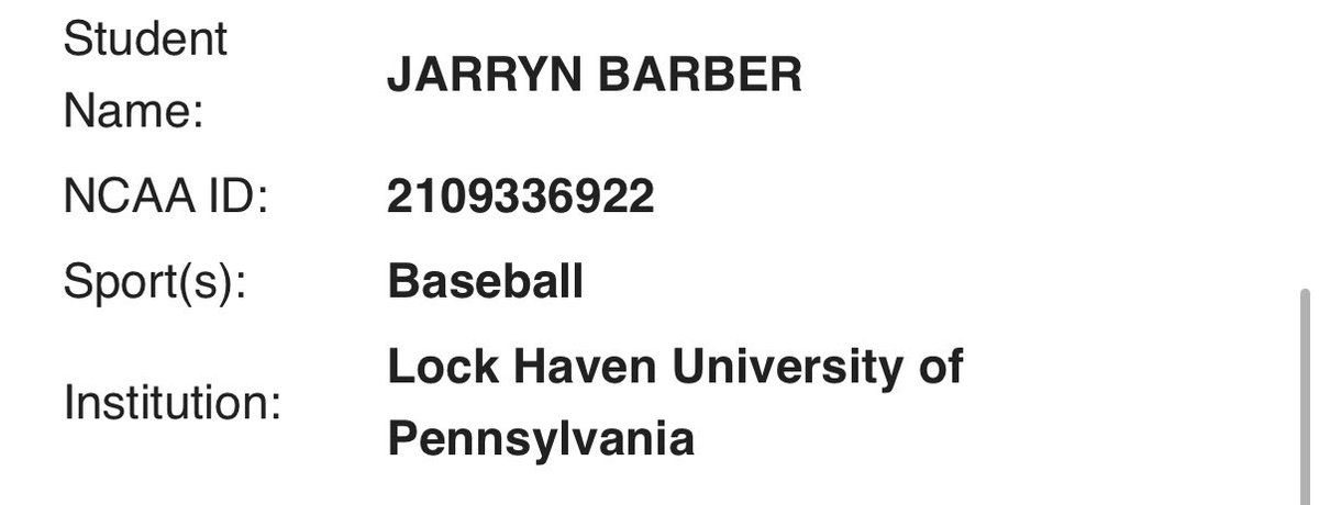 jaybarber2828's tweet image. Thank you to Lock Haven University for the opportunity this fall. With that being said I am officially in the transfer portal. I am open to all opportunities including juco programs/post grad programs.

Mif/3b (3 years of eligibility) 
 
#transferportal #ncaa #collegebaseball