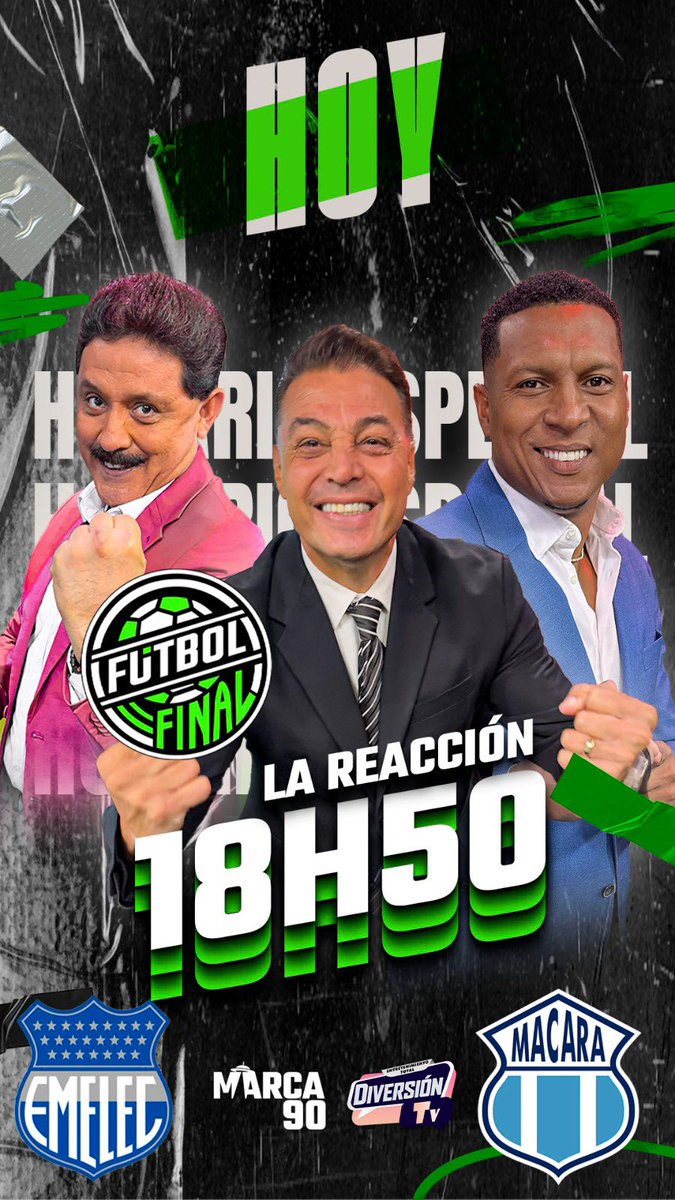 Hoy Reaccionamos En Vivo 18h50 ⚽️ conéctate a Marca90 

📲 youtube.com/live/LjfdbBY24… <a href="/AlfaroMoreno/">Beto Alfaro Moreno</a> <a href="/MaximoBanguera1/">Máximo Banguera 1</a> <a href="/AlgoBigoton/">Alberto Gómez León</a>