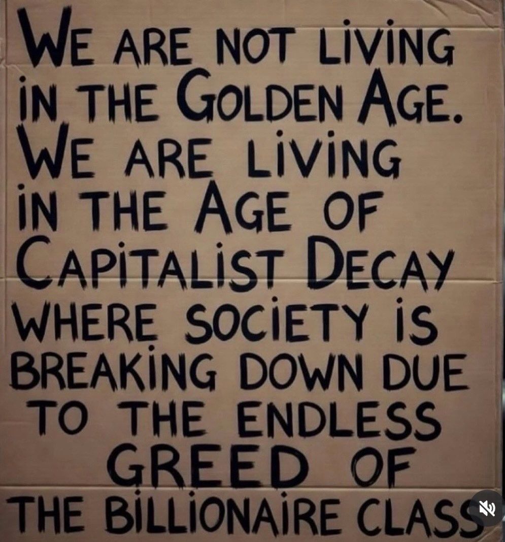 Wake up and look around. Our society is breaking down due to the endless greed of the billionaire class.

Nearly every problem is a direct result of their actions or inaction or shameful, disgusting hoarding of money.

#TaxBillionaires