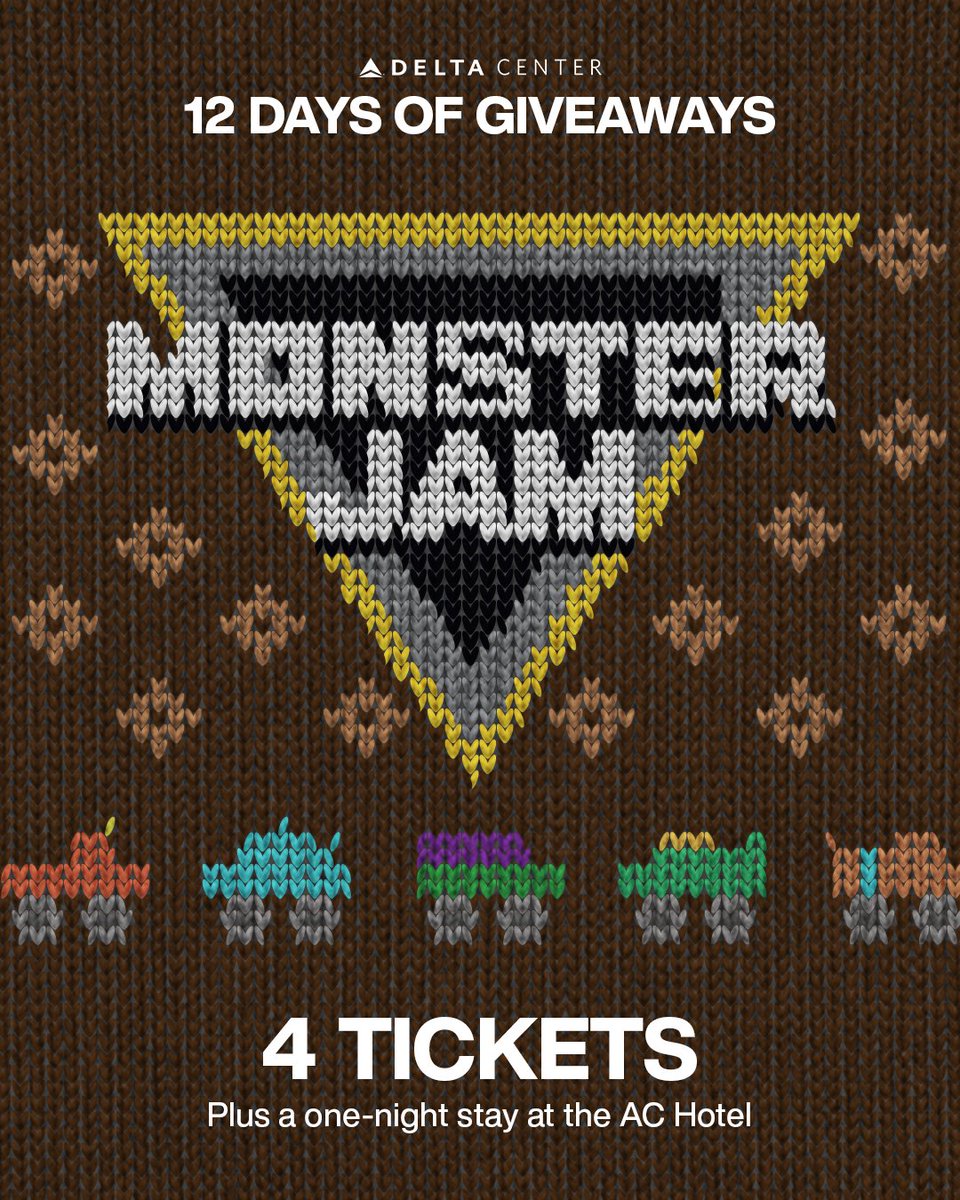 𝗗𝗔𝗬 𝟭: Win four lower bowl tickets to see <a href="/MonsterJam/">Monster Jam</a> on Jan. 2, PLUS a one-night stay at the AC Hotel SLC!

To enter:
1️⃣Follow <a href="/deltacenter/">Delta Center</a>
2️⃣RT
3️⃣Tag a friend

*The winner will be DM'd on 12/10.