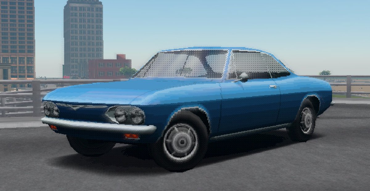 Meet the first rear-engined US-made car, overshadowed by the scandal of its previous model but now pretty much safe at any speed^

#indiedev #gamedev #retro #game 
#ps1 #lowpoly #pixelart