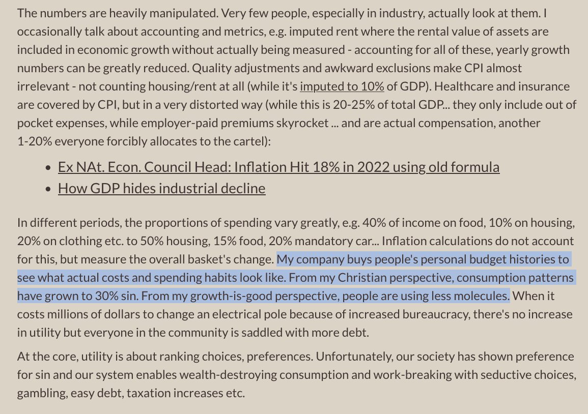 versos que ficam difíceis:
“Do meu ponto de vista cristão, os padrões de consumo aumentaram para 30% de pecado. Do meu