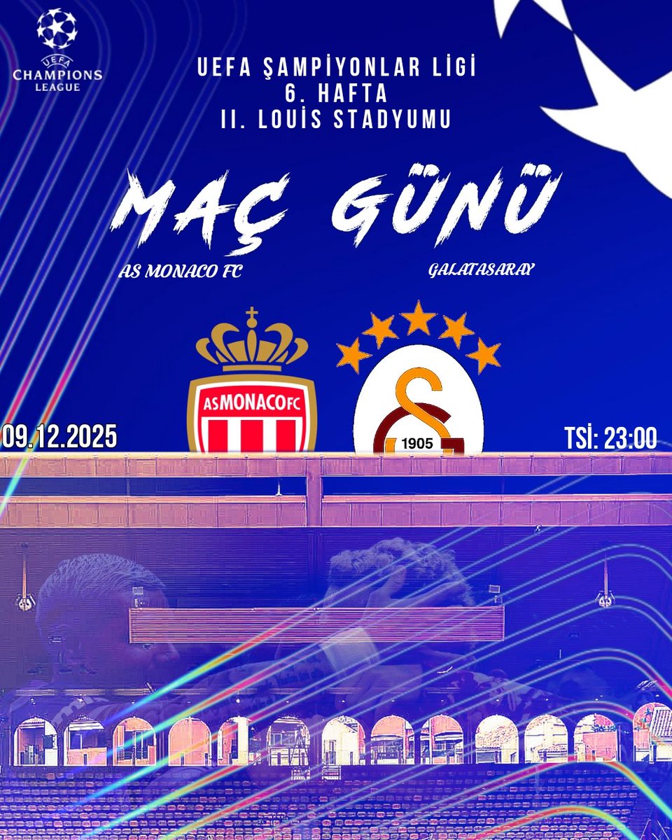 TimeOfGala's tweet photo. #BugünGünlerdenGALATASARAY 

🏆 UEFA Şampiyonlar Ligi 
🗓️ 6. Hafta
🆚 AS Monaco FC
⏰ 23:00
🏟️ II. Louis Stadyumu
📱 #GSvMON https://t.co/7yD9fPB75H