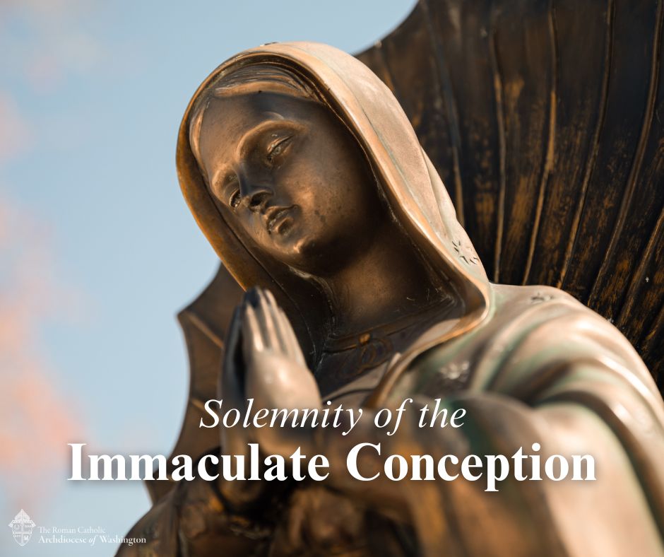 WashArchdiocese's tweet image. Today we observe the #Solemnity of the Immaculate Conception! The #ImmaculateConception refers to Mary's being conceived without Original Sin, so that she was worthy of bearing Our Lord and Savior, Jesus Christ.

We pray for the Mother of God's intercession today, and every day.