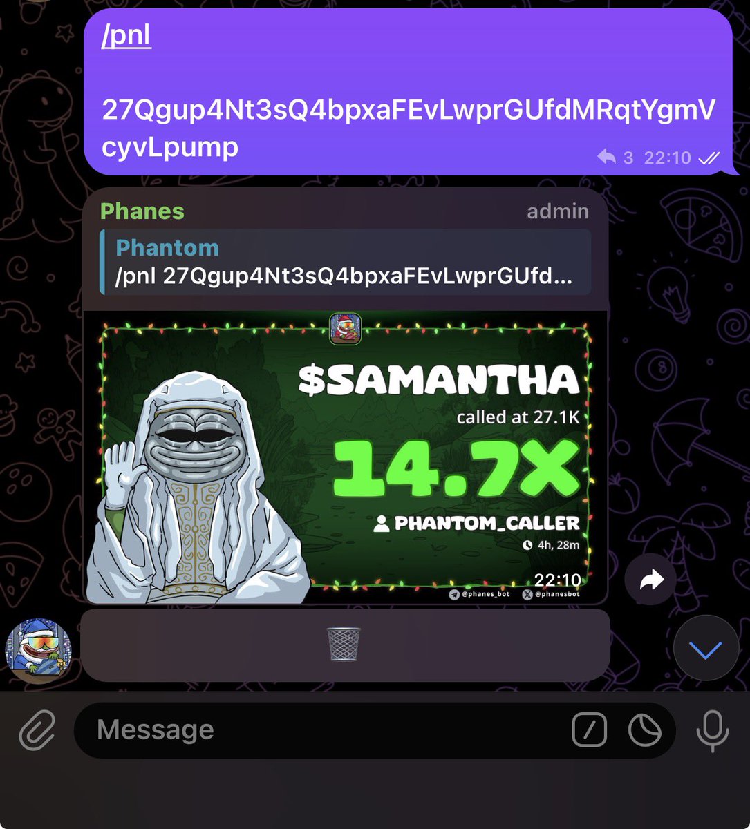 cheffphantom's tweet image. Over 14x up f my call on $SAMANTHA
CA::

27Qgup4Nt3sQ4bpxaFEvLwprGUfdMRqtYgmVcyvLpump

YO! You Still Buying After the Pump? 😅
While you wait, we’re already IN.

💥 Join our VIP ECA Gang
DM:: t.me/phantom_caller for entry
#solana #memecoin #crypto #memecoin1000x
