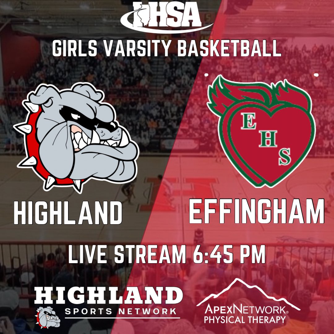 🏀🔴Highland⚫️vs🔴Effingham🟢🏀
📺Watch FREE on Boxcast or Facebook
⏰Stream begins at 6:45 PM (following JV)
📍at Effingham High School
