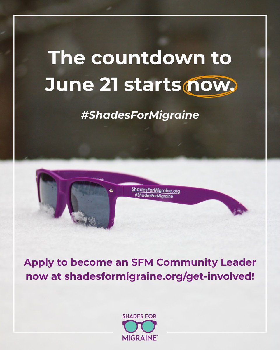 Six months from today, we’ll celebrate the summer solstice—and Shades for Migraine Day! Step into the season early by becoming a Community Leader and help bring visibility, support, and connection to people living with migraine. 💜

Head to shadesformigraine.org/get-involved/ today! 😎