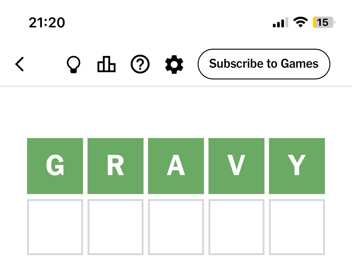 Over 300 times I have used gravy as my starting word in the hope that this day would finally come. And it has!!! #wordle