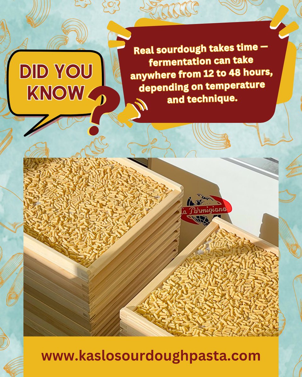 Good things take time — and real sourdough is no exception. ⏳
Fermentation can take 12 to 48 hours, depending on the temperature and technique. That slow process is what makes our pasta so unique, flavourful, and easier to digest.
#kaslosourdough #sourdoughpasta #fermentation