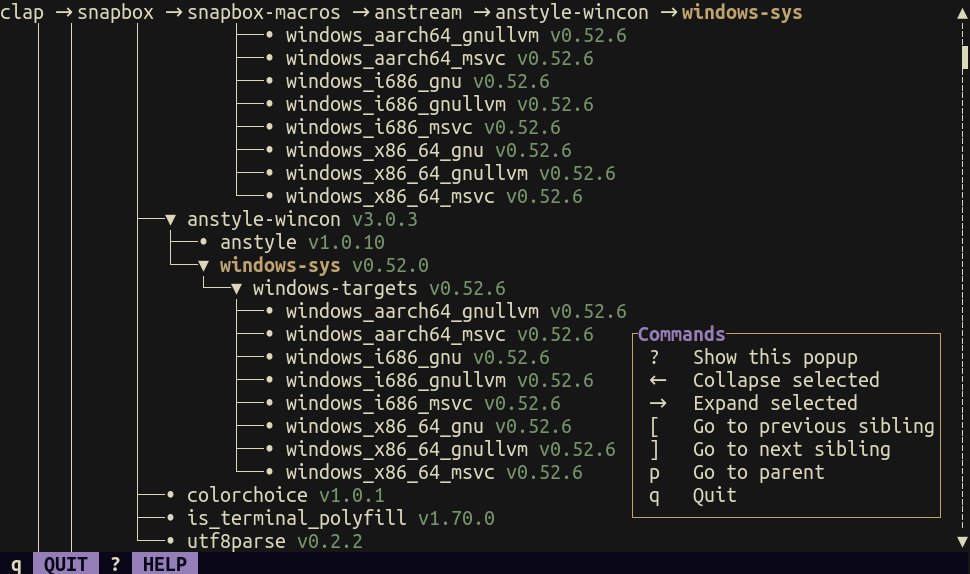 what if you could explore your Rust dependencies in the terminal interactively?

I'm building it...