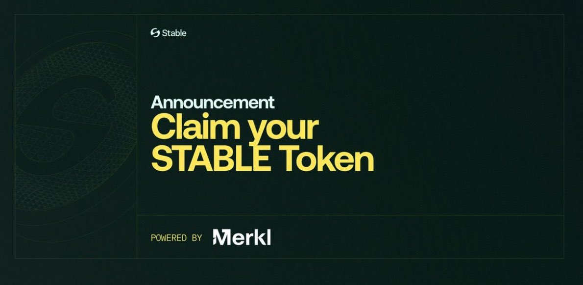 CryptoApeMode's tweet photo. 🪂 STABLE airdrop is live on Merkl !
Go check if you’re eligible for the airdrop by visiting your Merkl Dashboard ⤵️︎
🔗 https://t.co/p6fEmSuioe
2.5B $STABLE tokens are being distributed to people who participated in the pre-deposit campaign!
#STABLE #MERKL https://t.co/wpgPoqFvQf