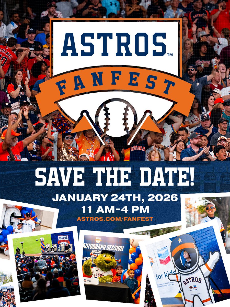It's almost time for our annual FanFest on January 24th!
Fans can take pictures with their favorite Astros players, get autographs, walk around the field, and plenty more. See you there!