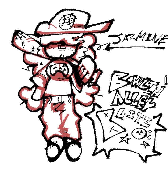 Here is our new design of Jazmine heh! She’ll beat you up be careful what you say to Axel.
#bowlinalleyblitz #ourpleguy