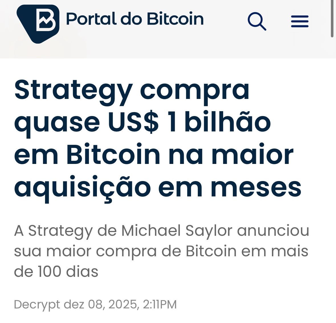 🚨 MAIS US$ 1 BILHÃO EM BITCOIN! 🐳 A MicroStrategy não para. Na maior  aquisição dos últimos meses, a empresa comprou quase US$ 1 bilhão em BTC.  Enquanto muita gente fica esperando 