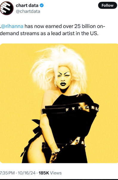 BeSpecialAlways's tweet photo. @Manlike_Solz @Beyonce Beyoncé does music better than Rihanna. Beyoncé has outsold her in pure album sales and live tour gross. Beyoncé doesn't use a bunch of playlisting and autoplay for her streaming numbers. Beyoncé is more critically acclaimed and more awarded for her music than Rihanna. https://t.co/FSDlPjpazz