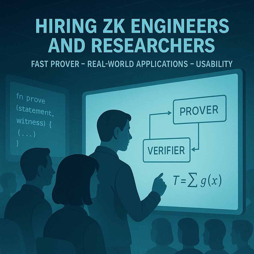 srinathtv's tweet image. Hiring ZK engineers &amp;amp; researchers to build next-generation provers and real-world applications!

We’re looking across the ZK stack: prover design &amp;amp; implementation, circuits, and smart contracts.

DM if you have questions!

Links to apply 👇