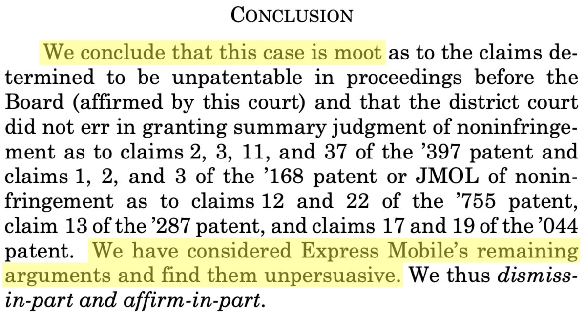 jessicarhertz's tweet photo. The U.S. Federal Circuit just threw out a $40M verdict from serial patent troll, Express Mobile. They wanted a quick settlement. 
We gave them a fight, and won. https://t.co/TtUSauMEdY