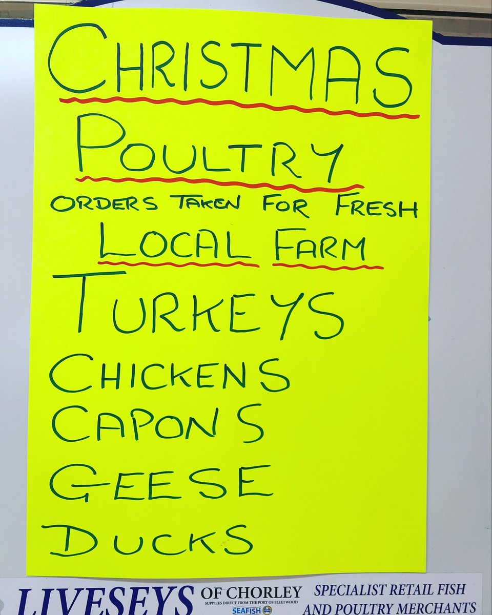 Christmas orders still being taken. Call down to the market stall or send us a message 🐟 🐓 🦃