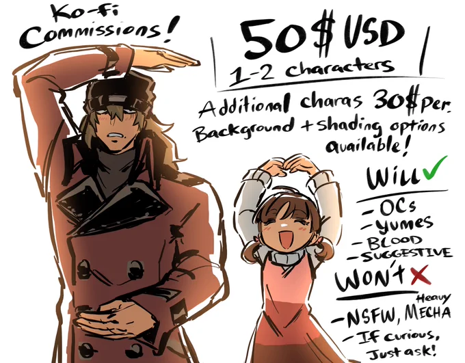 I'm opening 10 comm slots this wednesday December 10th! They open at 1pm pst like usual. Please message me if you need it done before Christmas 🙏 