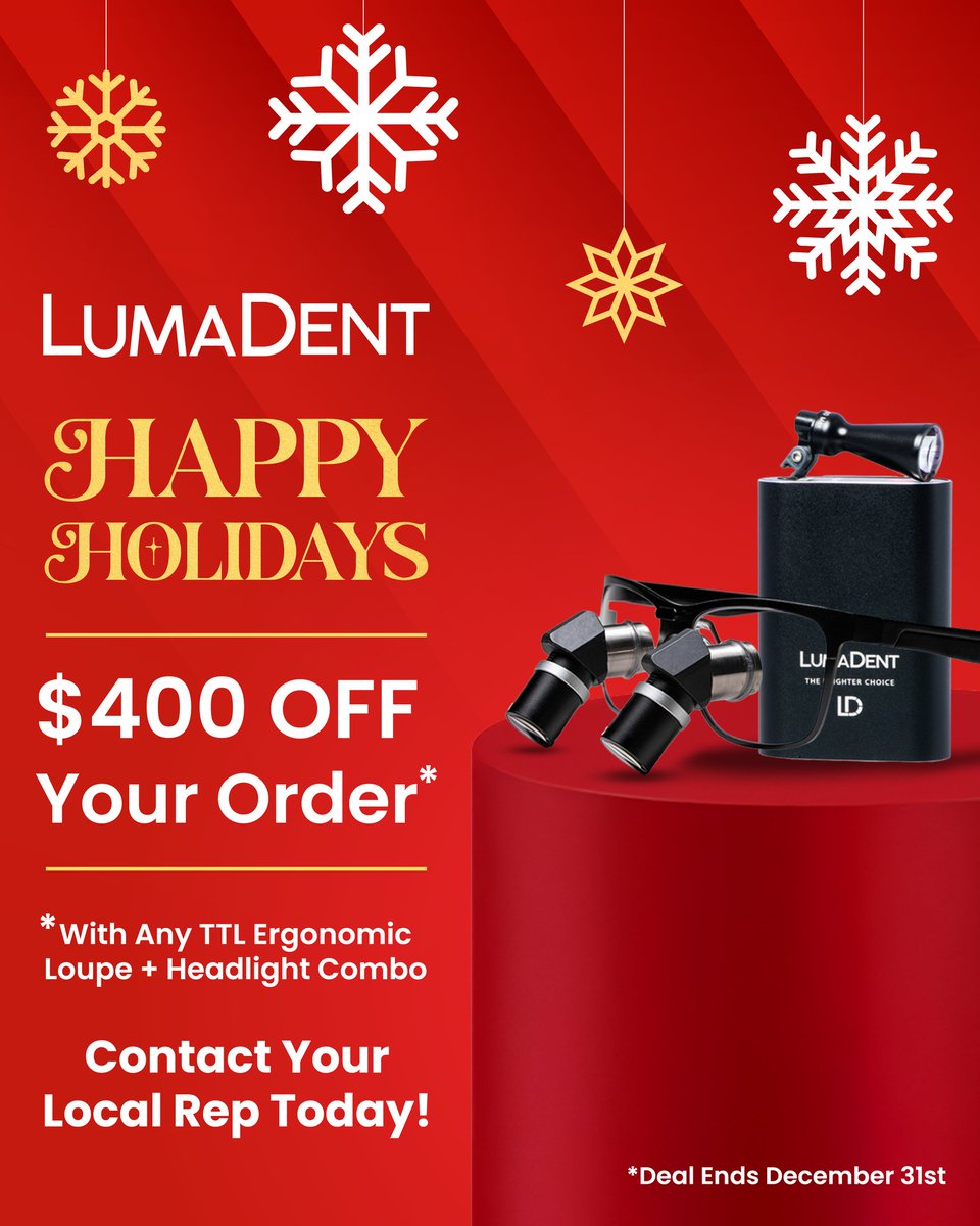 Your wishlist just got brighter ✨ Grab a loupe + headlight combo to get $400 off and start your new year with clarity! 
bit.ly/4pZyX7n
#lumadent #loupes #dentistry #happyholidays