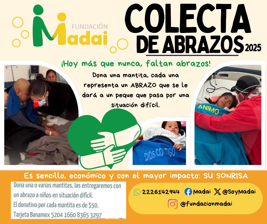 Unete a la #colectadeabrazos2025 y manda cariño, esperanza y buena vibra a un niño en situación difícil.

#colectadeabrazos