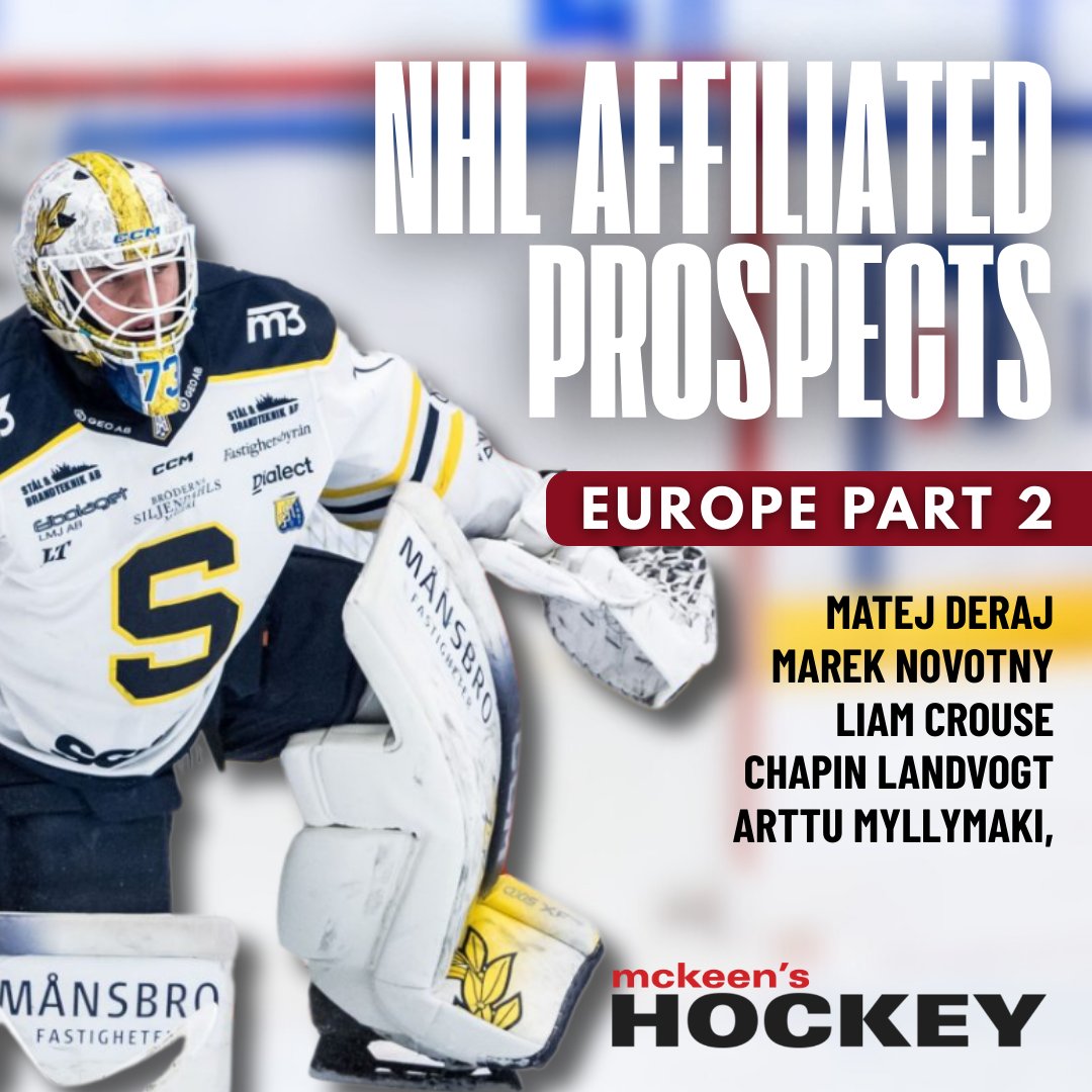 We continue with our European-based NHL prospects who are showing real growth this season 🔥

Names like Boelius, Johnson, Hradec, Sikora, Harenstam and others are standing out.

<a href="/MatoDeraj/">Matej Deraj</a> <a href="/MarekNovotny96/">Marek Novotny</a> <a href="/Csomichapin/">Chapin Landvogt</a> <a href="/myllymaki_arttu/">Arttu Myllymäki</a> and Liam Crouse bring you the list of their