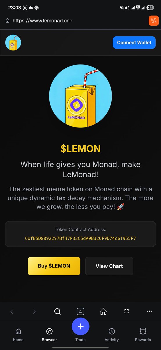 LeMONAD_Factory's tweet image. LeMONAD is live on le monad blockchain 🍋 🧃!!

Liquidity will be added within 24hours. Fair launch! Keep your eyes on the lemon to get in early 🍋 👀

address: 0xfB5D8892297Bf47F33C5dA9B320F9D74c61955F7

The zestiest meme token on Monad! When life gives you Monad, make LeMONAD!