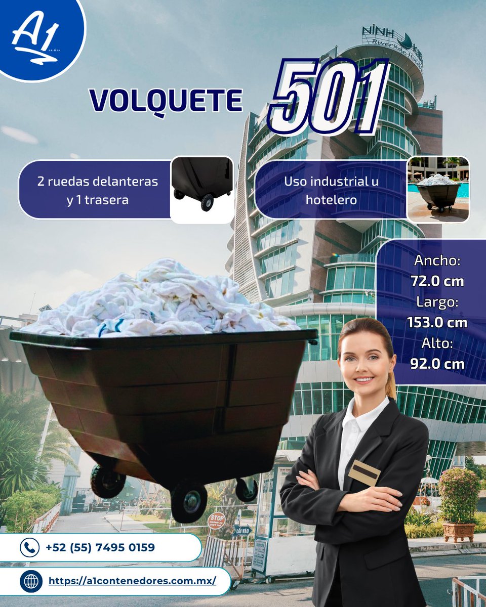 🛎️ Su ensamblado en ruedas y amplio almacenamiento hacen del volquete 501 la mejor opción para trasladar sábanas o toallas utilizadas.

☎️ Contáctanos al (56) 4770 2022
📲 WhatsApp 55 7495 0159
💻 Visítanos en f.mtr.cool/raazdkuwcd

#hoteles #industrias #construcciones