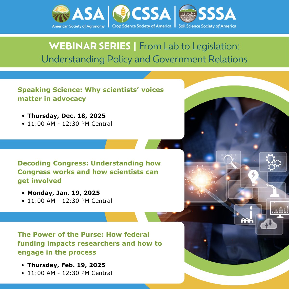 CCASoundAdvice's tweet image. This three-part webinar series will equip you with the knowledge, confidence, and practical skills to make your voice heard where it matters most. Learn more: ow.ly/p35f50XBo5j
 #ScienceAdvocacy #PolicyAndScience #WebinarSeries #GovernmentRelations #SciencePolicy