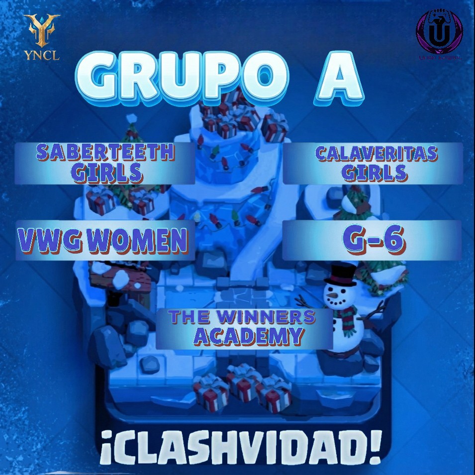 LeagueYncl's tweet image. Un grupo que huele a presión desde el primer regalo.
Brillo, control, micro agresivo y talento joven chocarán en intercambios que pueden convertirse en 3 coronas envueltas para regalo. Aquí se define quién viene con espíritu navideño y quién en modo grinch.🎅 
#clashvidad25 #YNCL