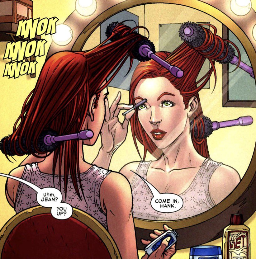 GreyMurdock's tweet photo. Jean using her telekinesis to do her hair 🙂‍↕️ multitasking queen! https://t.co/lekcI6r2eb