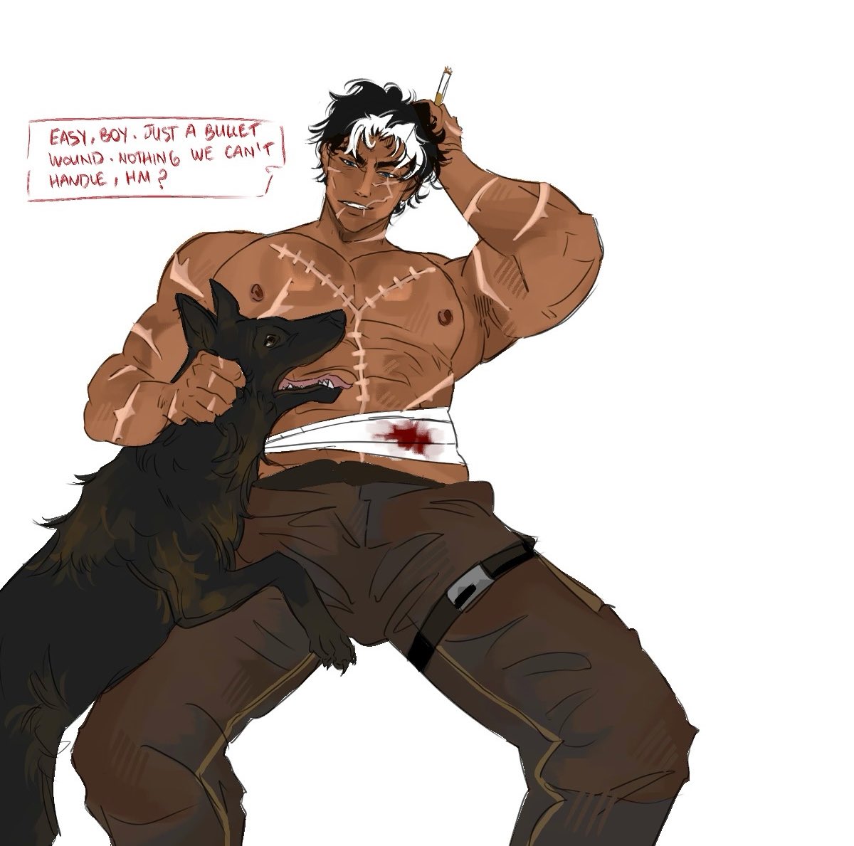 erebytee's tweet image. POV: When you were kept for underground dog fighting pits but now being raised by a crime lord in his 20s #jasontodd WELCOME TO MY SERIES OF GIVING JAY THE DOG HE DESERVES: meet Fenrir the crime alley hellhound