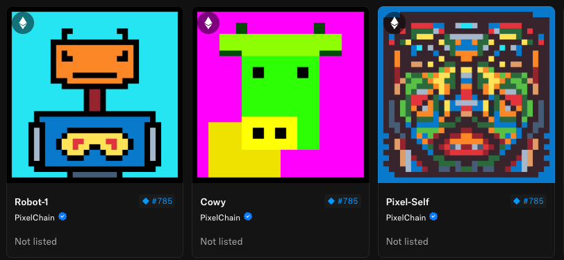 unityofmulti's tweet image. Just sold 3 ancient @PixelChain works of mine to an anonymous collector.