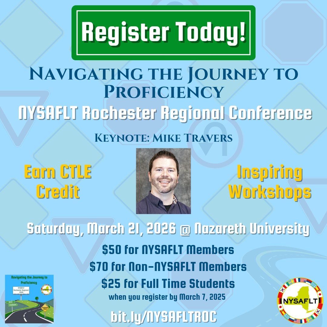 We want your expertise! Are you ready to share what you are doing with your colleagues? The deadline is fast approaching! Submit your proposal today!

Not ready to present? Register today so you can see all the amazing presentations!
bit.ly/NYSAFLTROC #nysafltroc26 @nysaflt