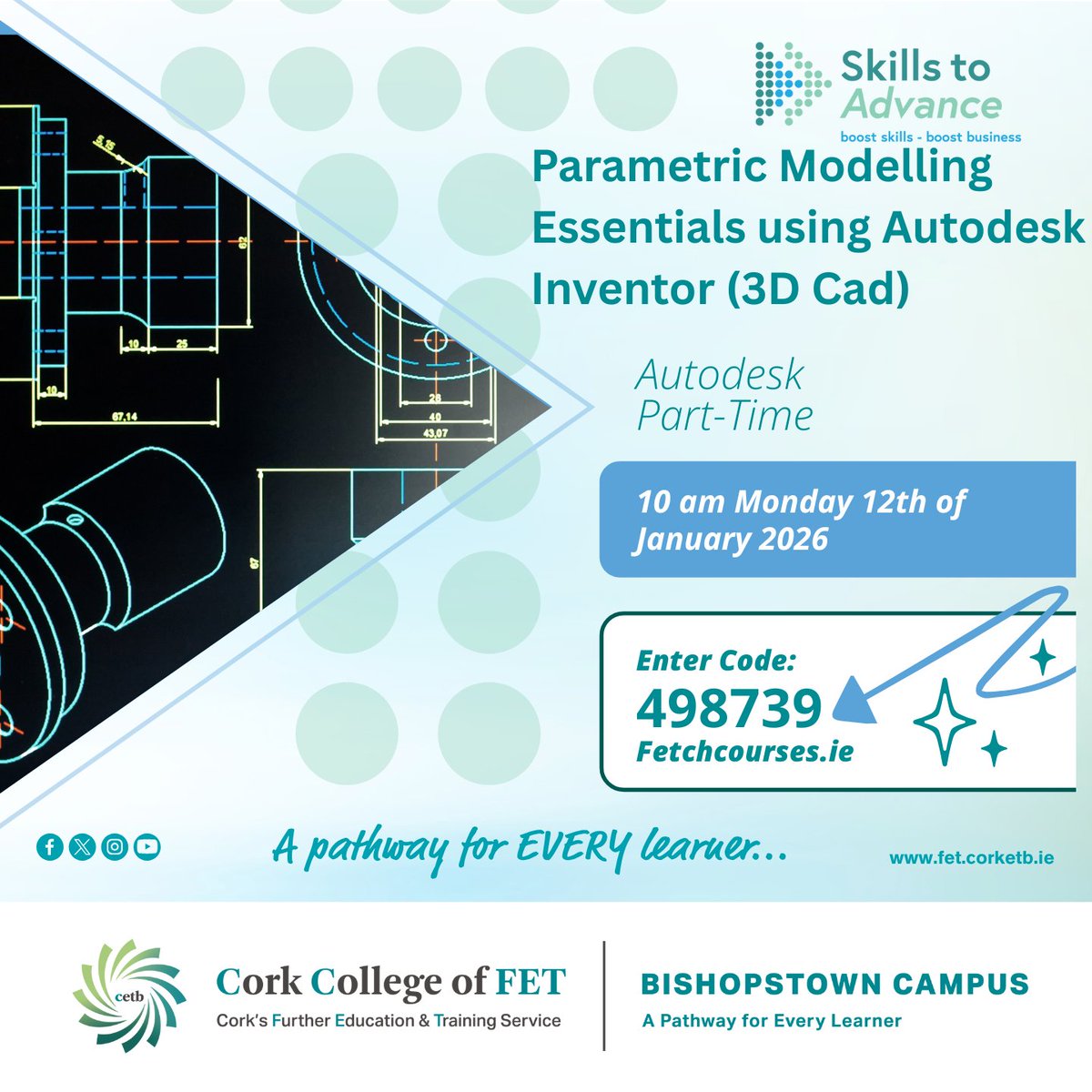 FETBishopstown's tweet photo. Are you looking to upskill in drafing for your role? ✏

Enroll on our remote course in Parametric Modelling- Autodesk Inventor 🙌

Fully funded under #SkillstoAdvance
@corketb @SOLASFET 

#ThisisFET #FETisforEveryone #FETforEnterprise #Upskill #Reskill #Inventor https://t.co/0gICiRLzqW