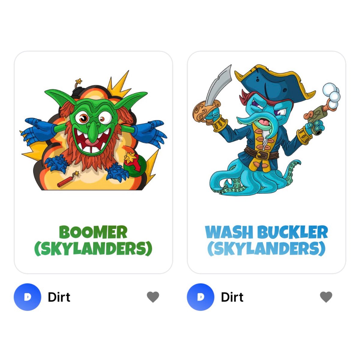 Dirt (<a href="/ItsDirt_/">Dirt</a>) has created more Skylanders Youtooz concepts! We can now vote for a Boomer and Wash Buckler vinyl figure on the Youtooz Community site! Check them out here: community.youtooz.com/?search=skylan…

Brought to my attention via @skylanderseon